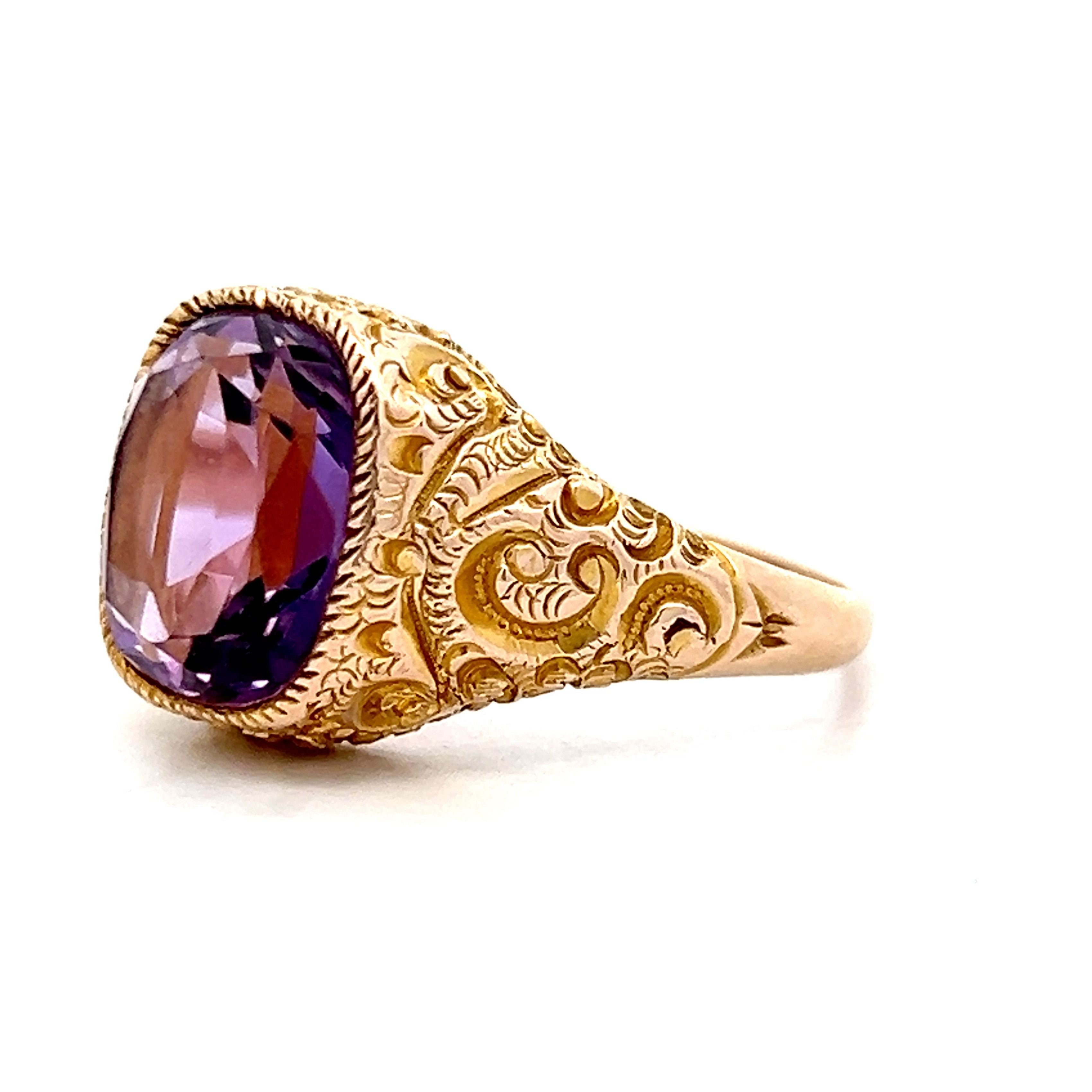 Amethyst 2024 Filigree Victorian Cocktail Ring