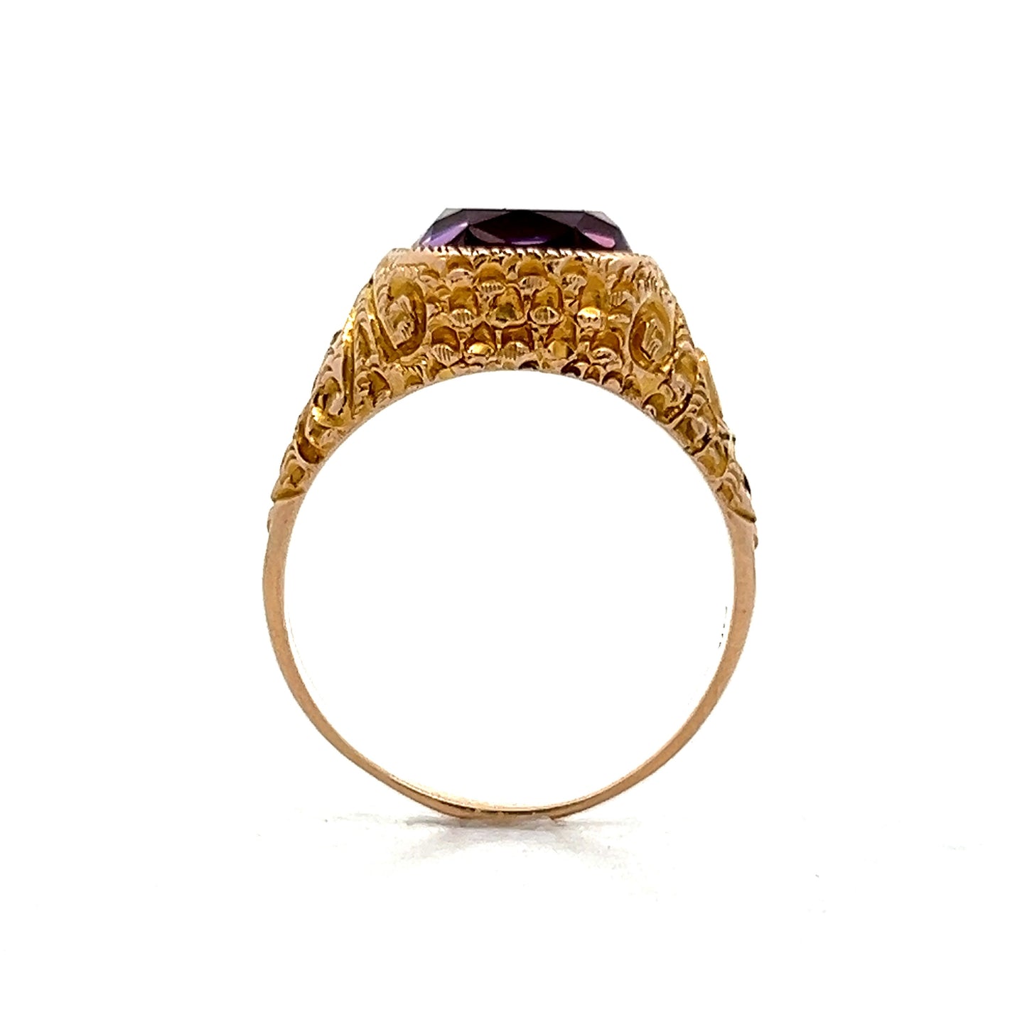 4.18 Vintage Victorian Amethyst Cocktail Ring in 14k