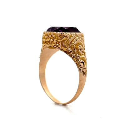 4.18 Vintage Victorian Amethyst Cocktail Ring in 14k