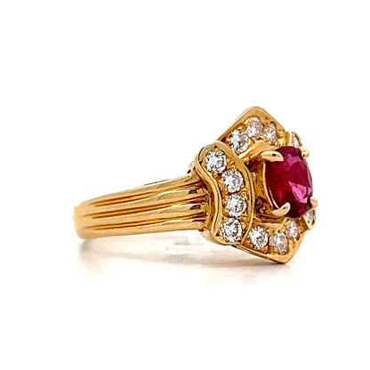 .53 Oval Ruby & Diamond Cocktail Ring in 18k