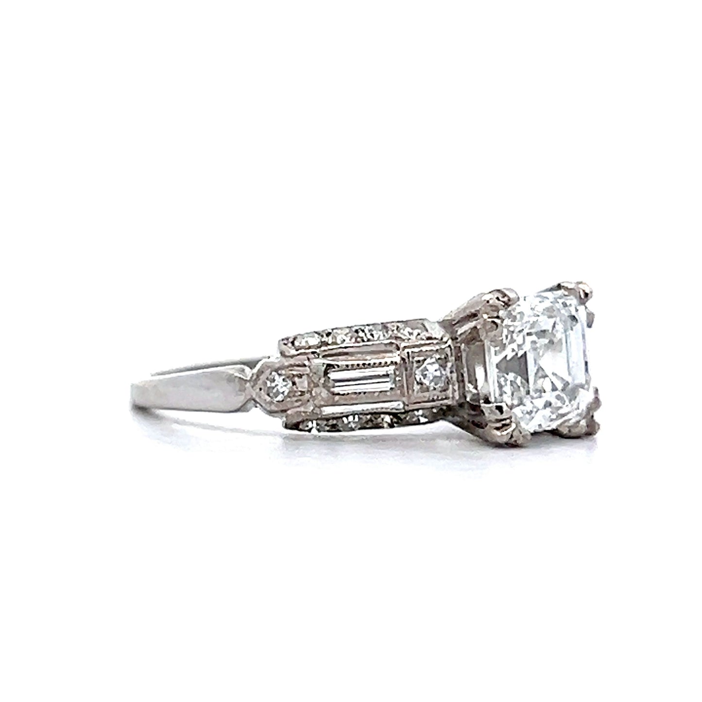 1.01 Asscher Cut Diamond Engagement Ring in Platinum