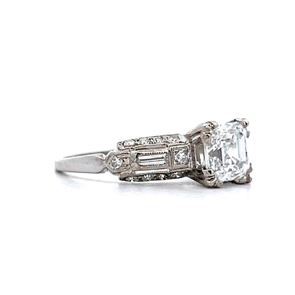 1.01 Asscher Cut Diamond Engagement Ring in Platinum