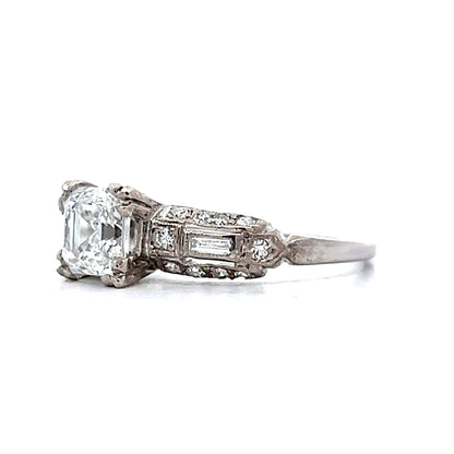 1.01 Asscher Cut Diamond Engagement Ring in Platinum