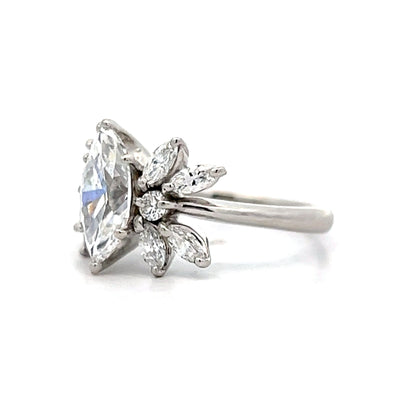 1.22 Marquise Diamond Cluster Engagement Ring in Platinum