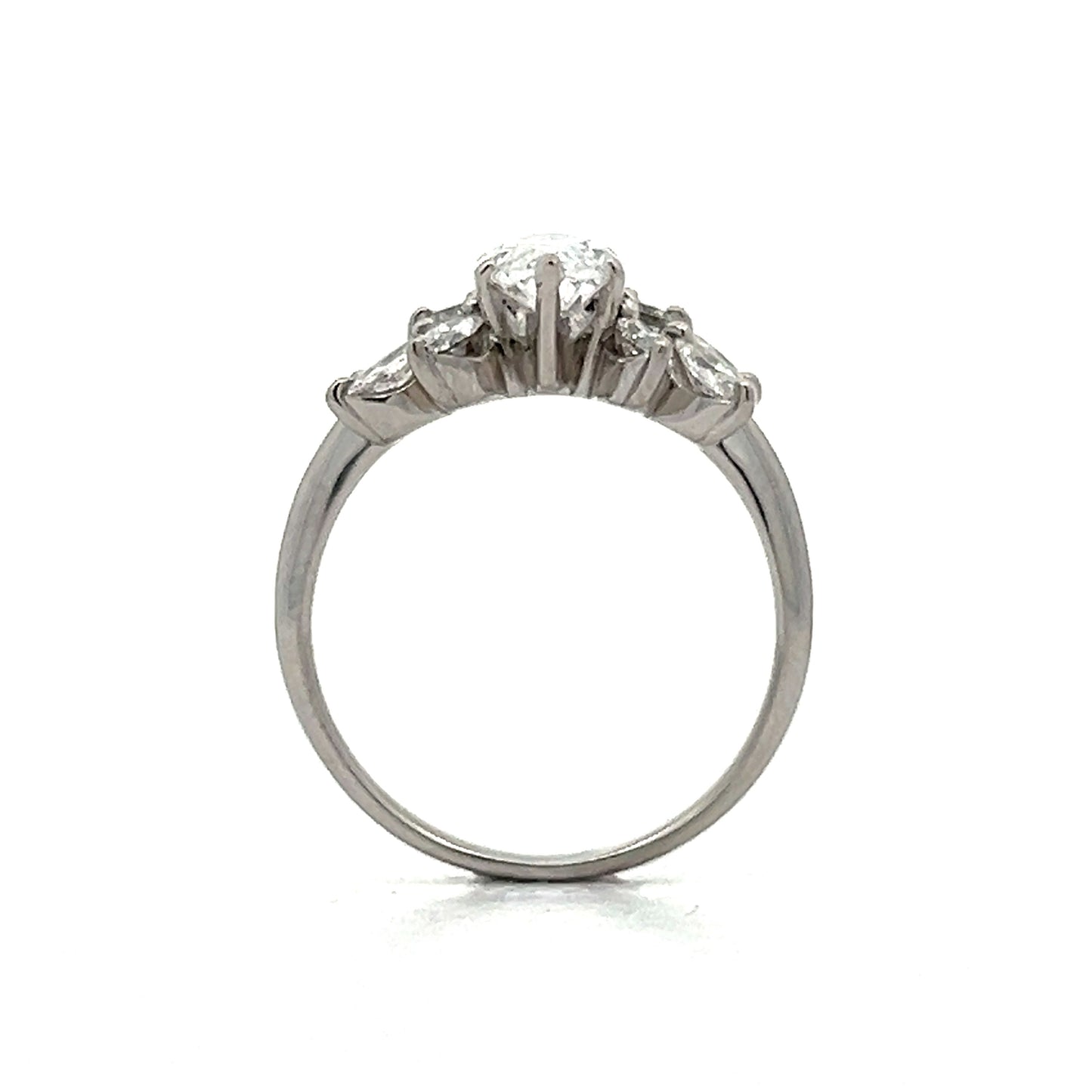 1.22 Marquise Diamond Cluster Engagement Ring in Platinum