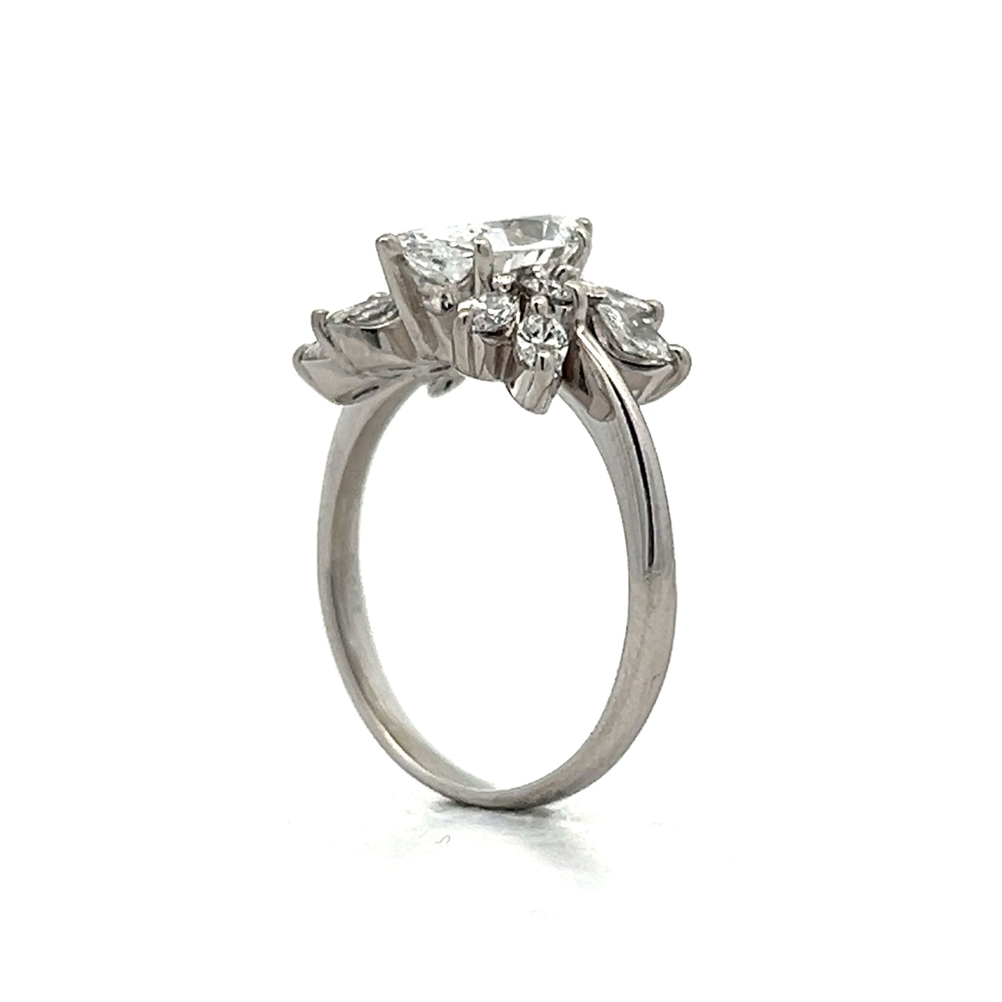 1.22 Marquise Diamond Cluster Engagement Ring in Platinum