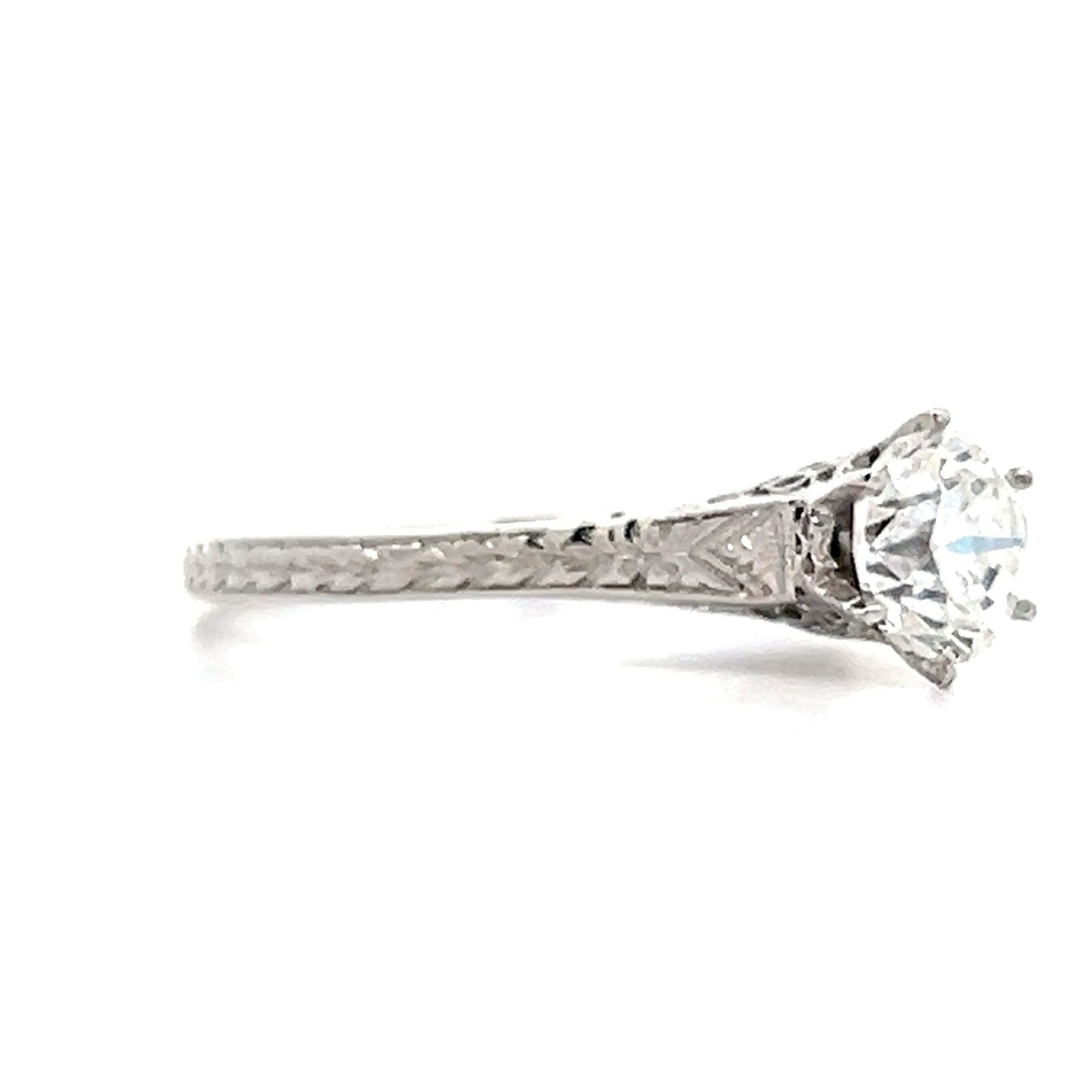 .91 Vintage Art Deco Transitional Cut Diamond in Platinum