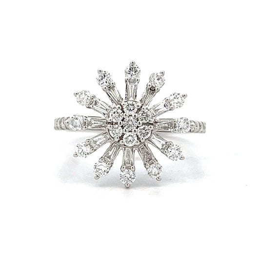 .47 Diamond Sunburst Cocktail Ring in 14k White Gold