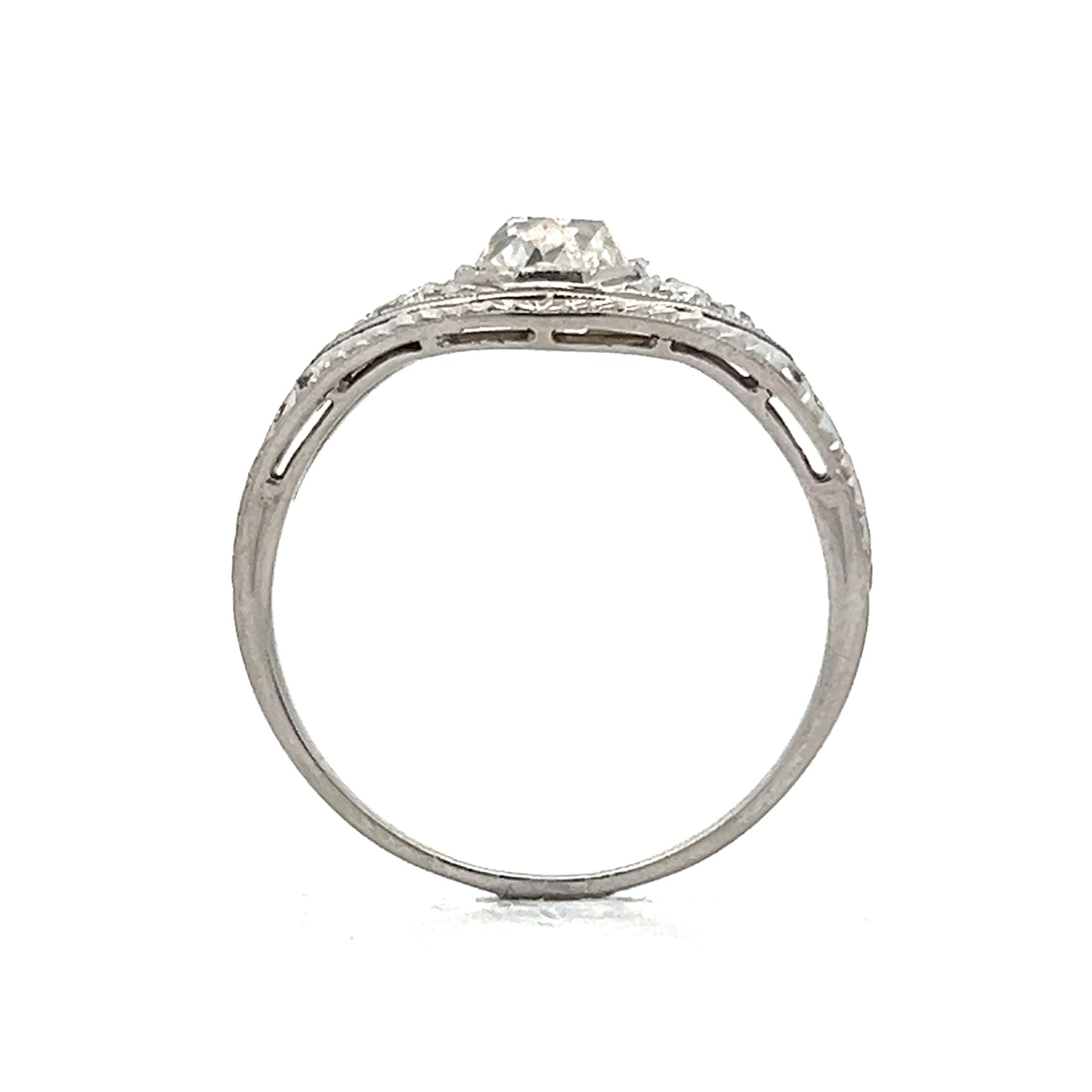 1.01 Antique Mine Cut Diamond Engagement Ring in Platinum