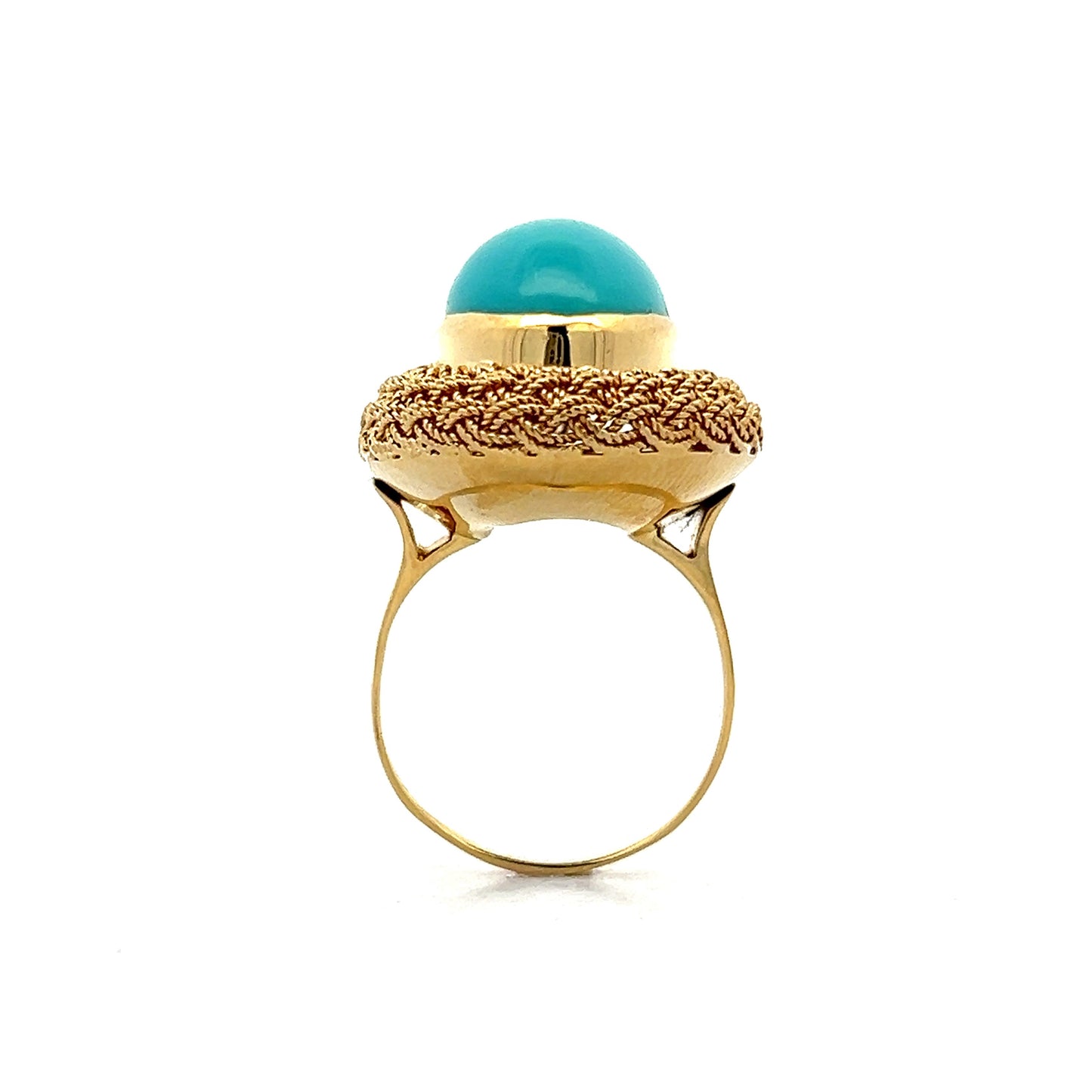 13.06 Vintage Cabochon Cut Turquoise Cocktail Ring in 18k