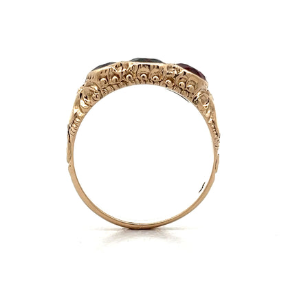 4.04 Men's Victorian Garnet Ring in 10k Yellow Gold