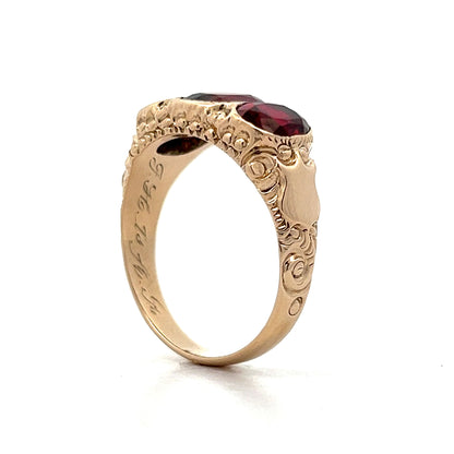 4.04 Men's Victorian Garnet Ring in 10k Yellow Gold