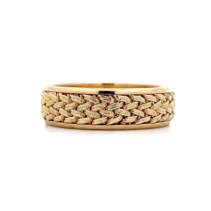 Men's Woven Textured Wedding Band in 14k Yellow Gold