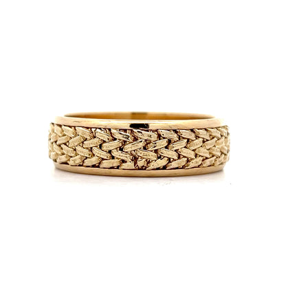 Men's Woven Textured Wedding Band in 14k Yellow Gold