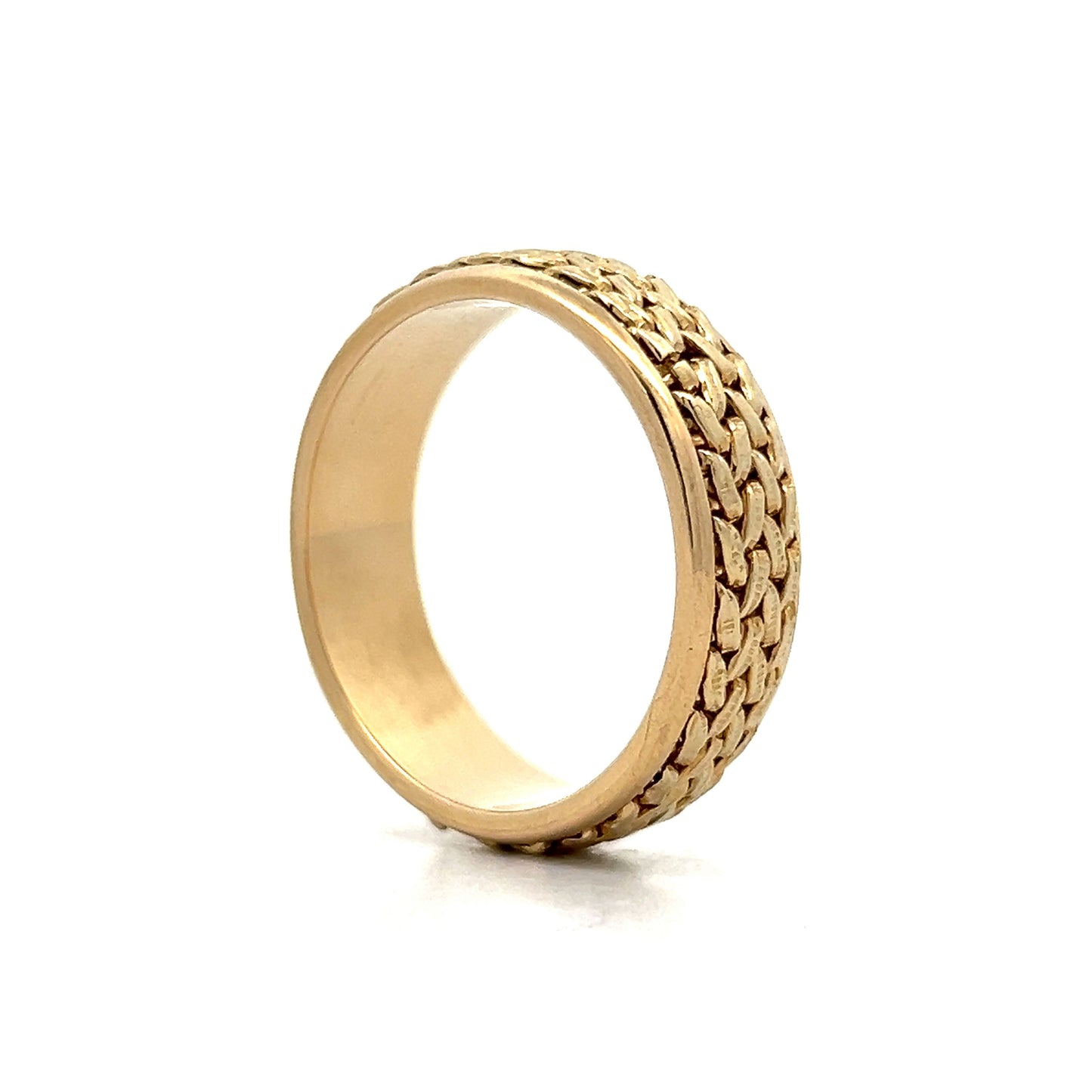 Men's Woven Textured Wedding Band in 14k Yellow Gold