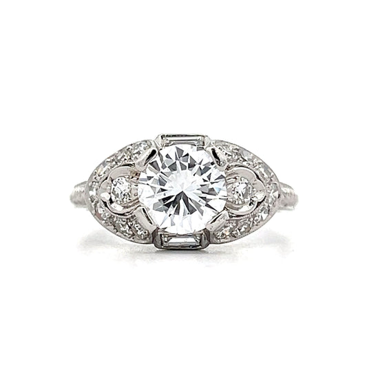 1.03 Vintage Deco Diamond Engagement Ring in Platinum