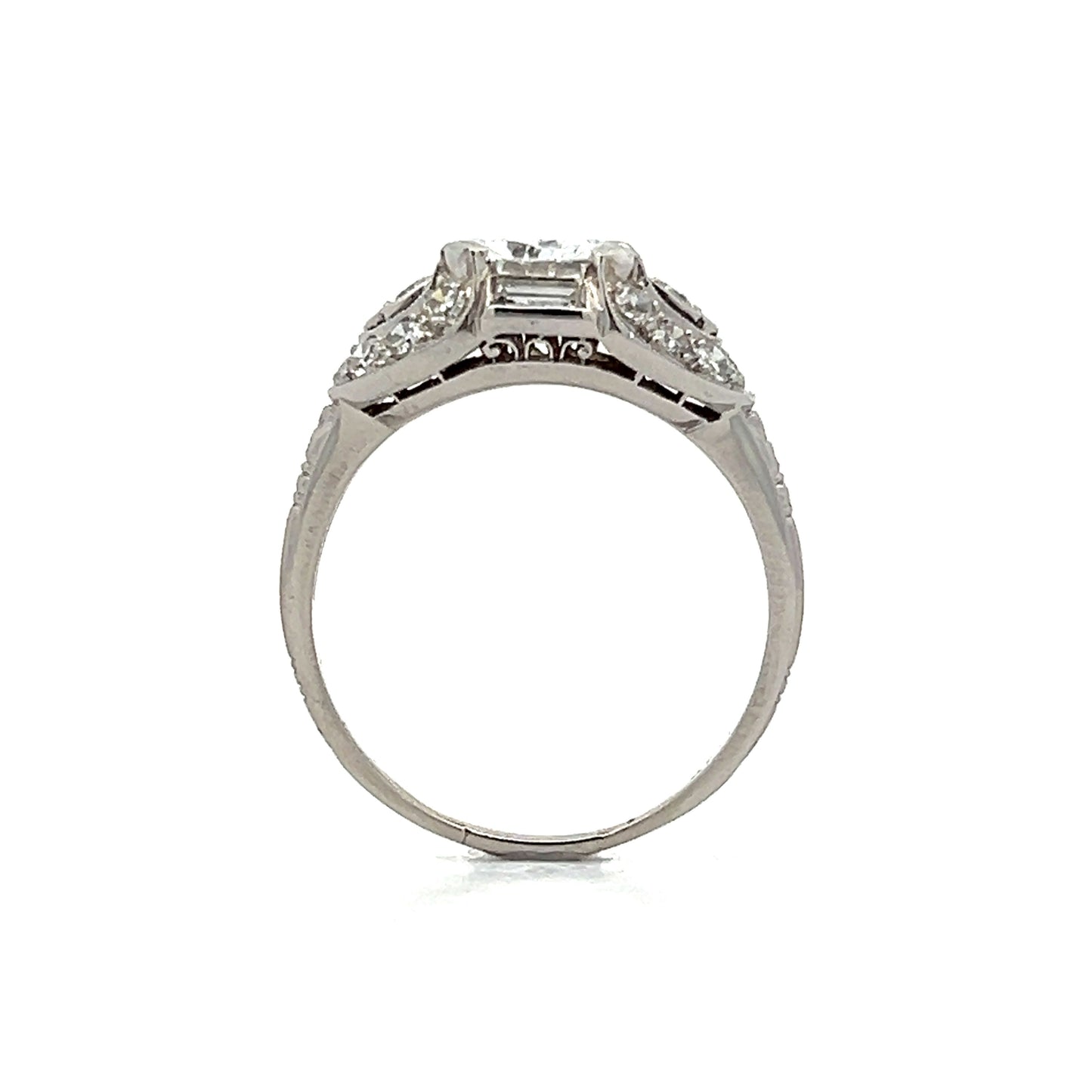 1.03 Vintage Deco Diamond Engagement Ring in Platinum