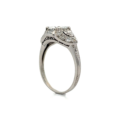 1.03 Vintage Deco Diamond Engagement Ring in Platinum