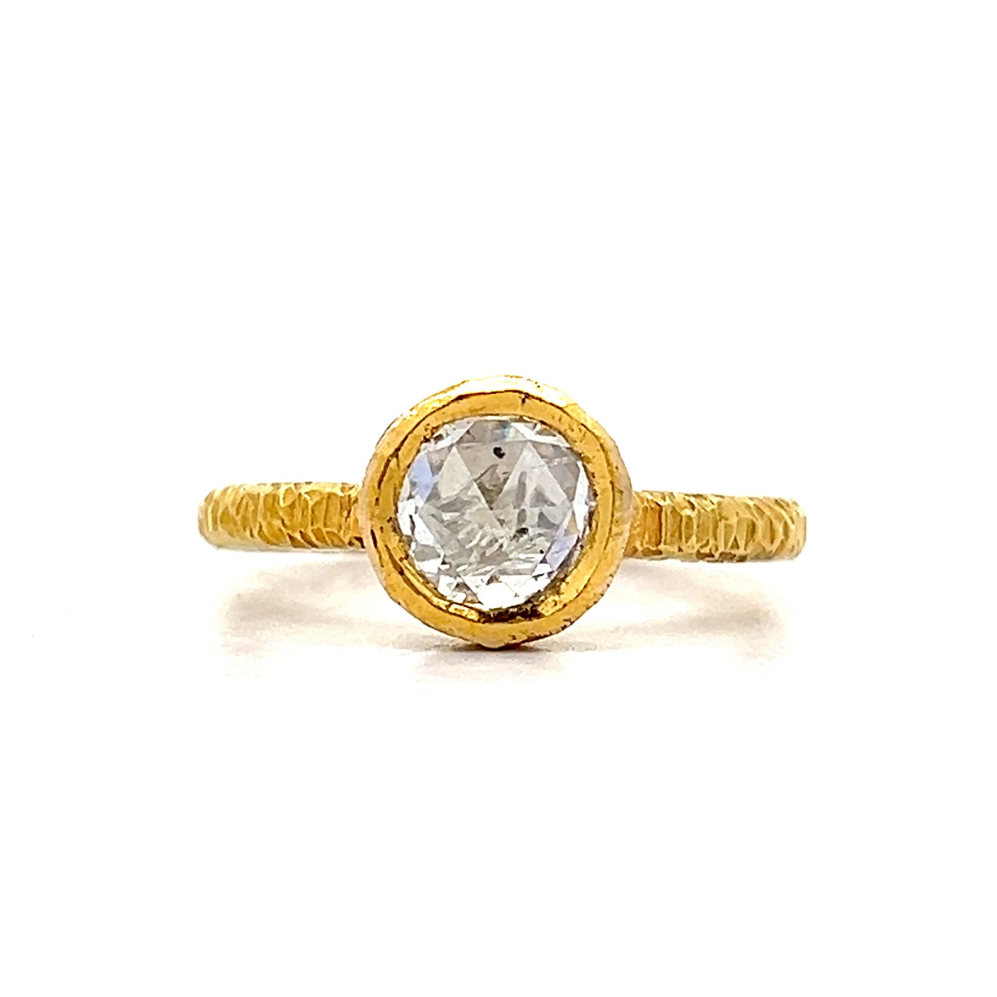 .80 Rose Cut Diamond Right Hand Ring in 24k