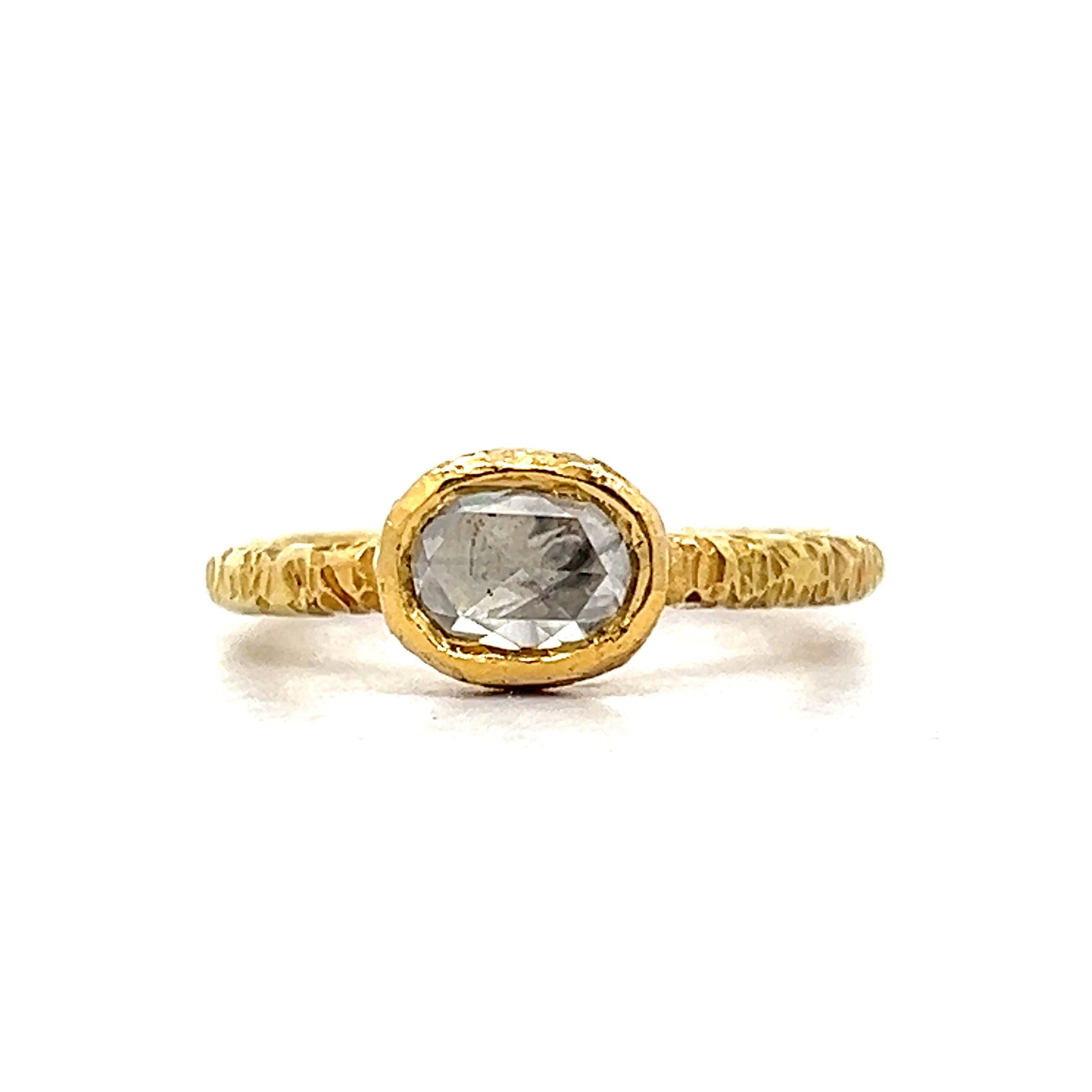 .73 Rose Cut Diamond Stacking Ring in 24k Yellow Gold