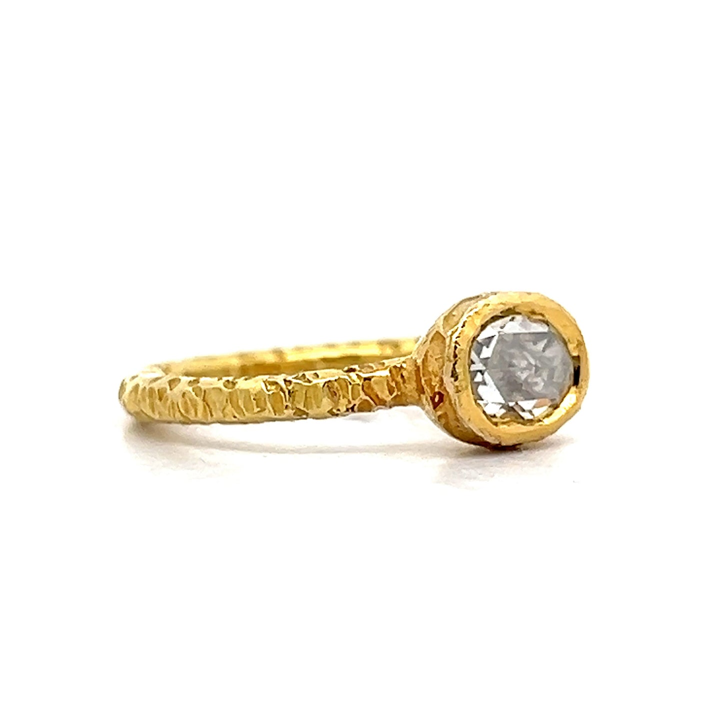 .73 Rose Cut Diamond Stacking Ring in 24k Yellow Gold