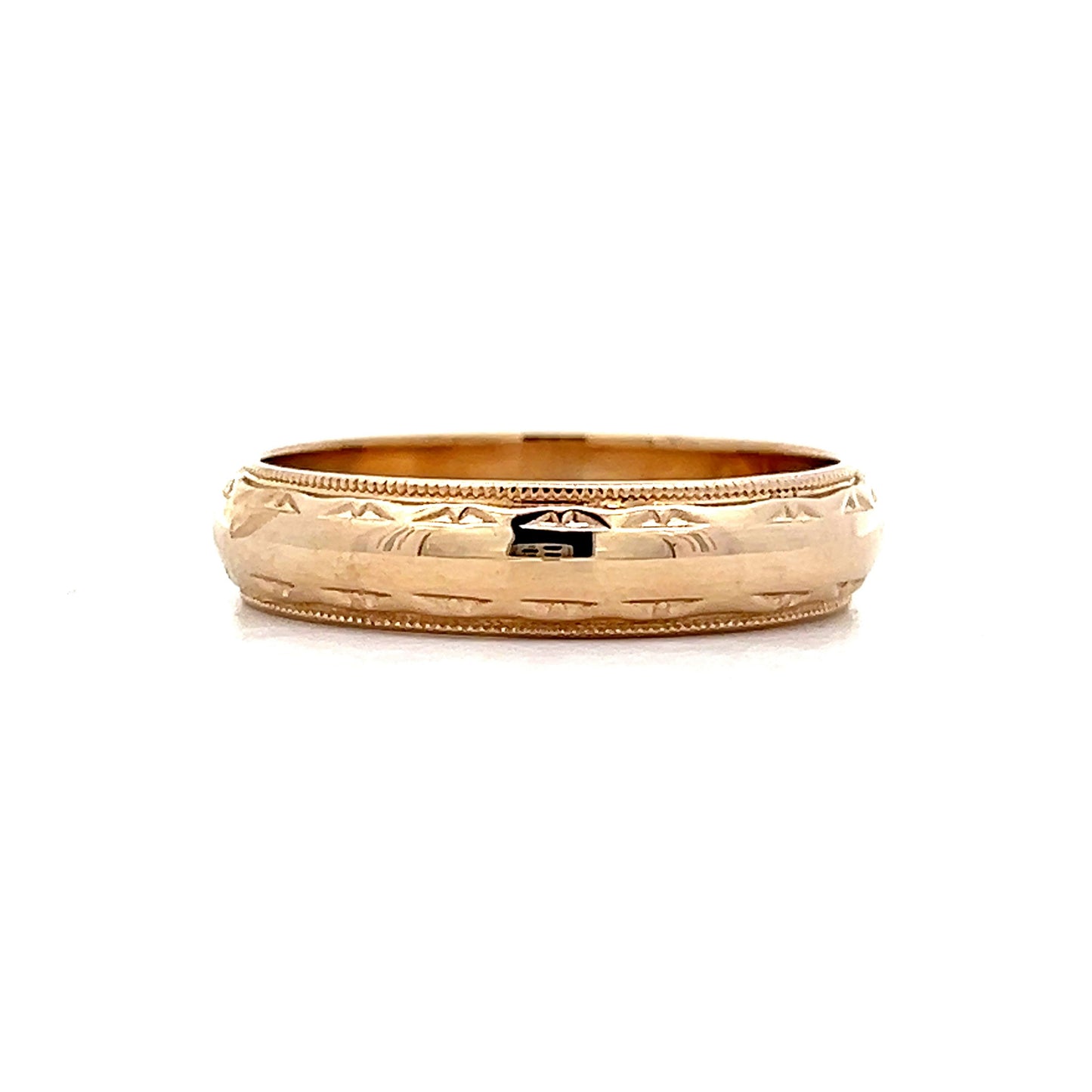 Vintage Mens Scalloped Engraved Band in 14k