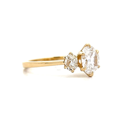 1.02 Three Stone Cushion Diamond Engagement Ring in 14k