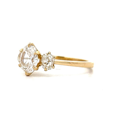 1.02 Three Stone Cushion Diamond Engagement Ring in 14k