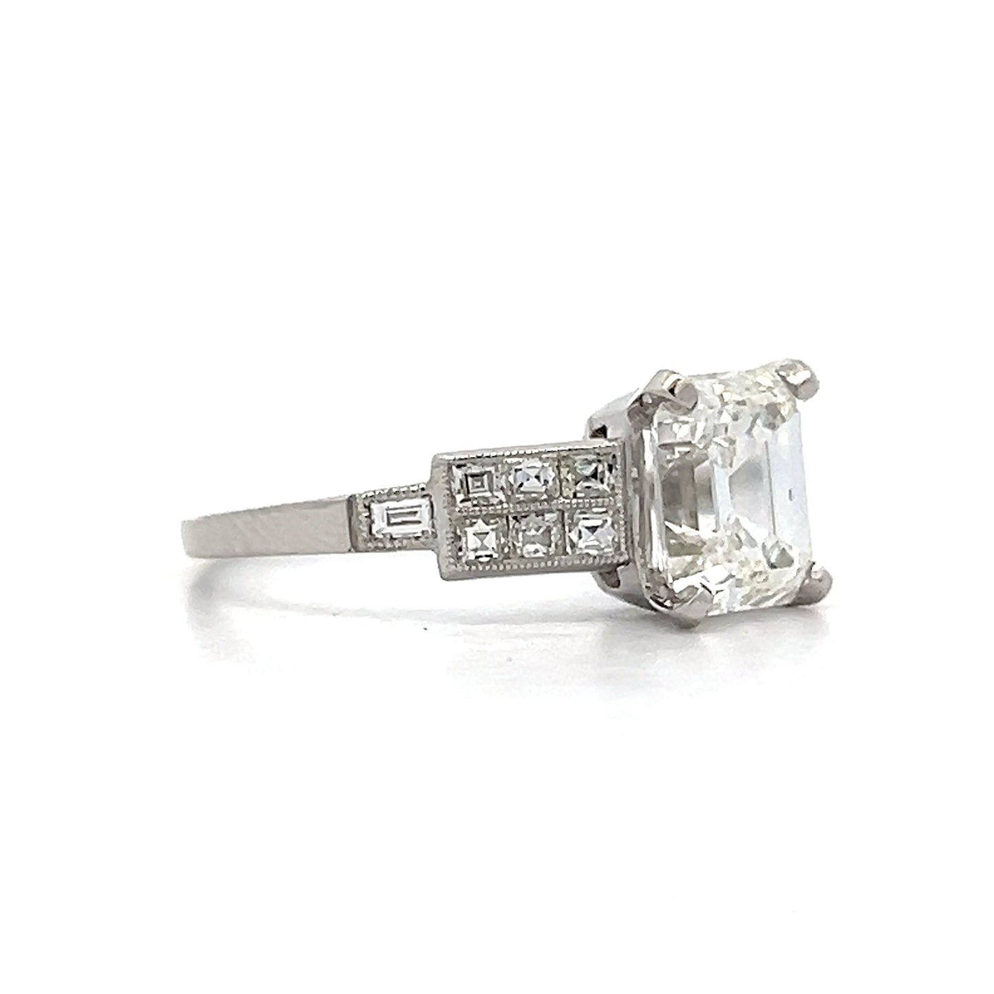 1.90 Antique Art Deco Engagement Ring in Platinum