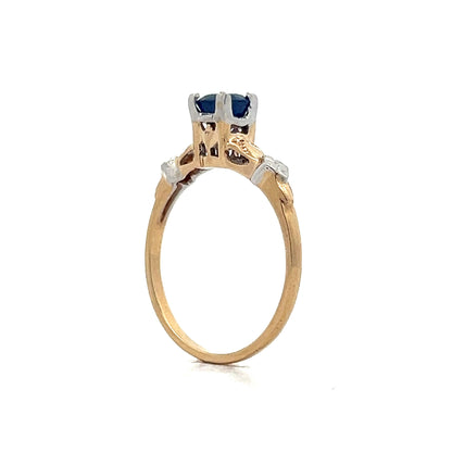 .74 Vintage Retro Sapphire Engagement Ring in 14k