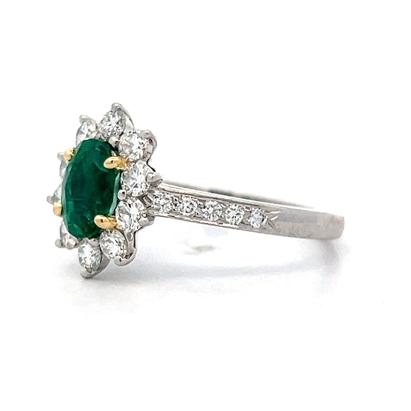 .75 Oval Emerald & Diamond Cocktail Ring in Platinum