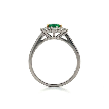 .75 Oval Emerald & Diamond Cocktail Ring in Platinum