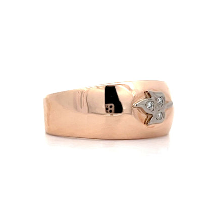 .03 Retro Diamond Leaf Ring in 14k Rose Gold