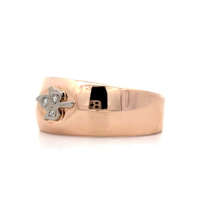 .03 Retro Diamond Leaf Ring in 14k Rose Gold