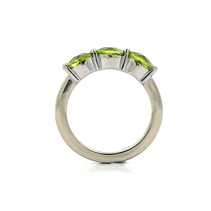 Peridot Three Stone Stacking Ring in 14k White Gold