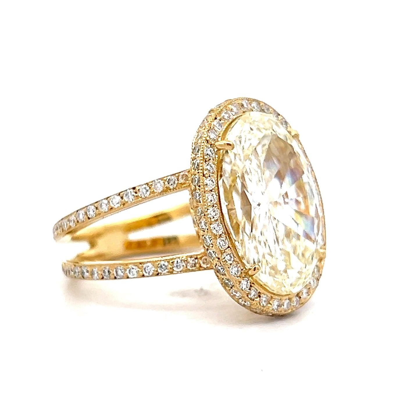 7.39 Oval Cut Diamond Engagement Ring in 22k/18k