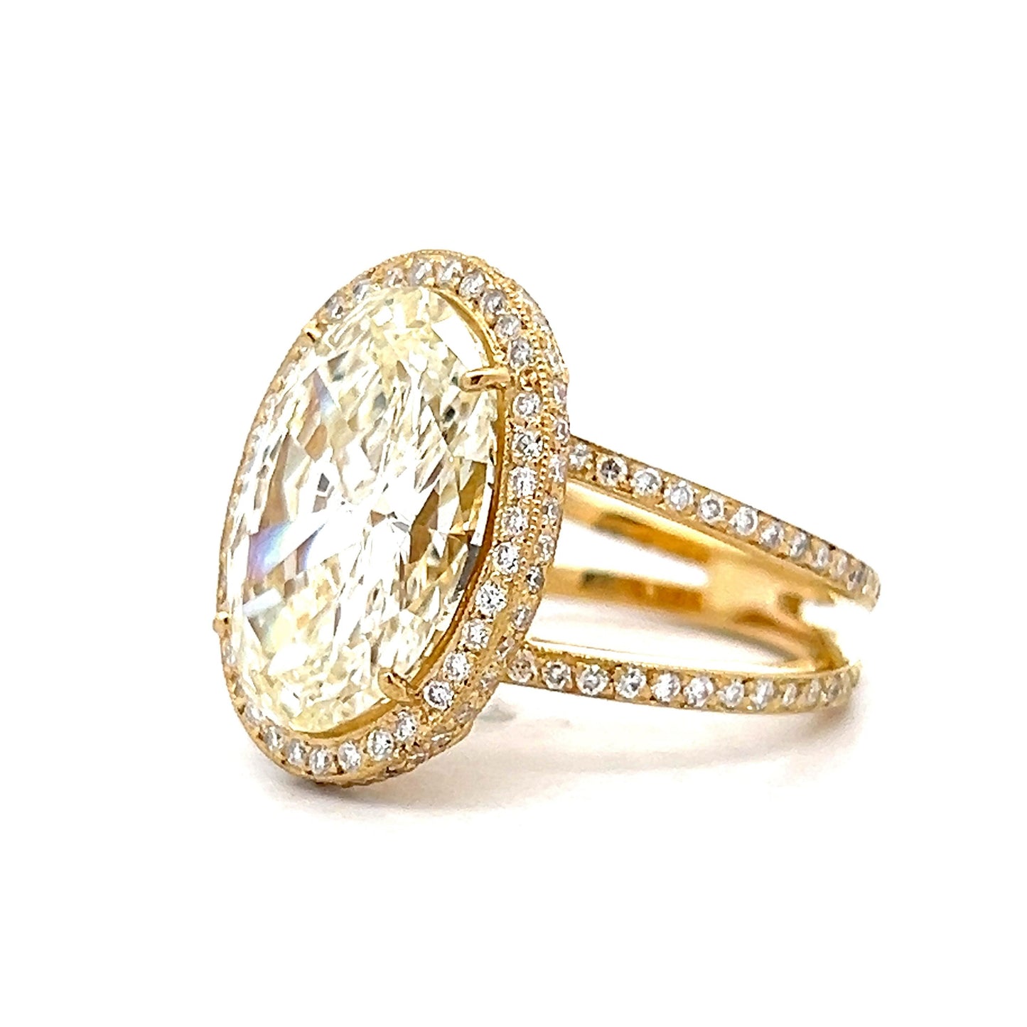 7.39 Oval Cut Diamond Engagement Ring in 22k/18k