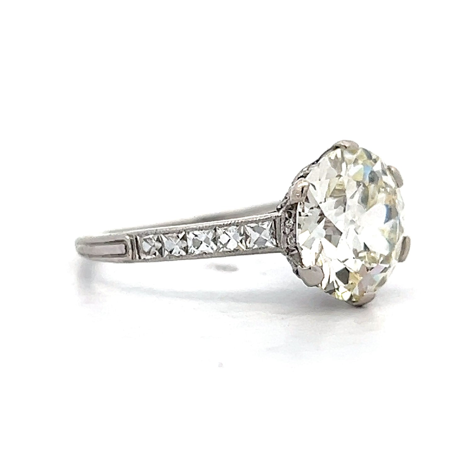 3.49 Vintage Deco Diamond Engagement Ring in Platinum