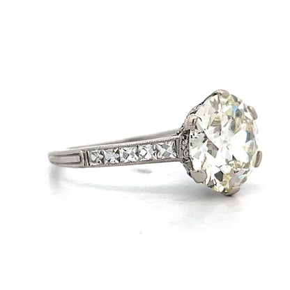 3.49 Vintage Deco Diamond Engagement Ring in Platinum