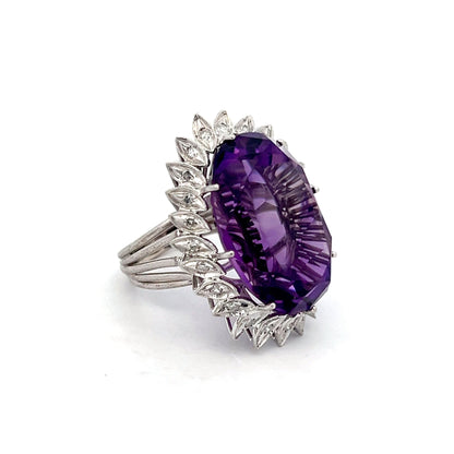 27.97 Amethyst & Diamond Cocktail Ring in 14k