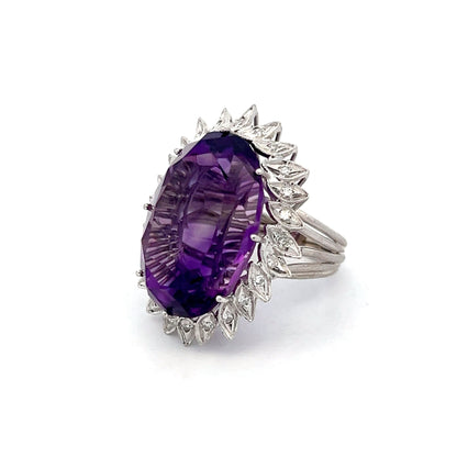 27.97 Amethyst & Diamond Cocktail Ring in 14k