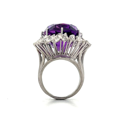 27.97 Amethyst & Diamond Cocktail Ring in 14k