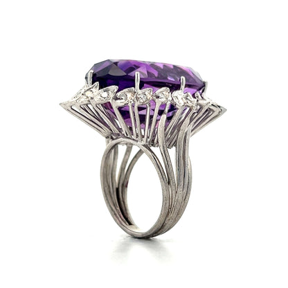 27.97 Amethyst & Diamond Cocktail Ring in 14k