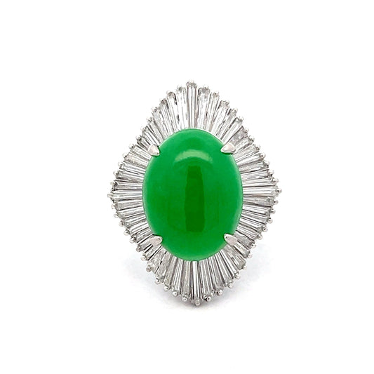 7.86 Cabochon Jadeite Cocktail Ring in Platinum