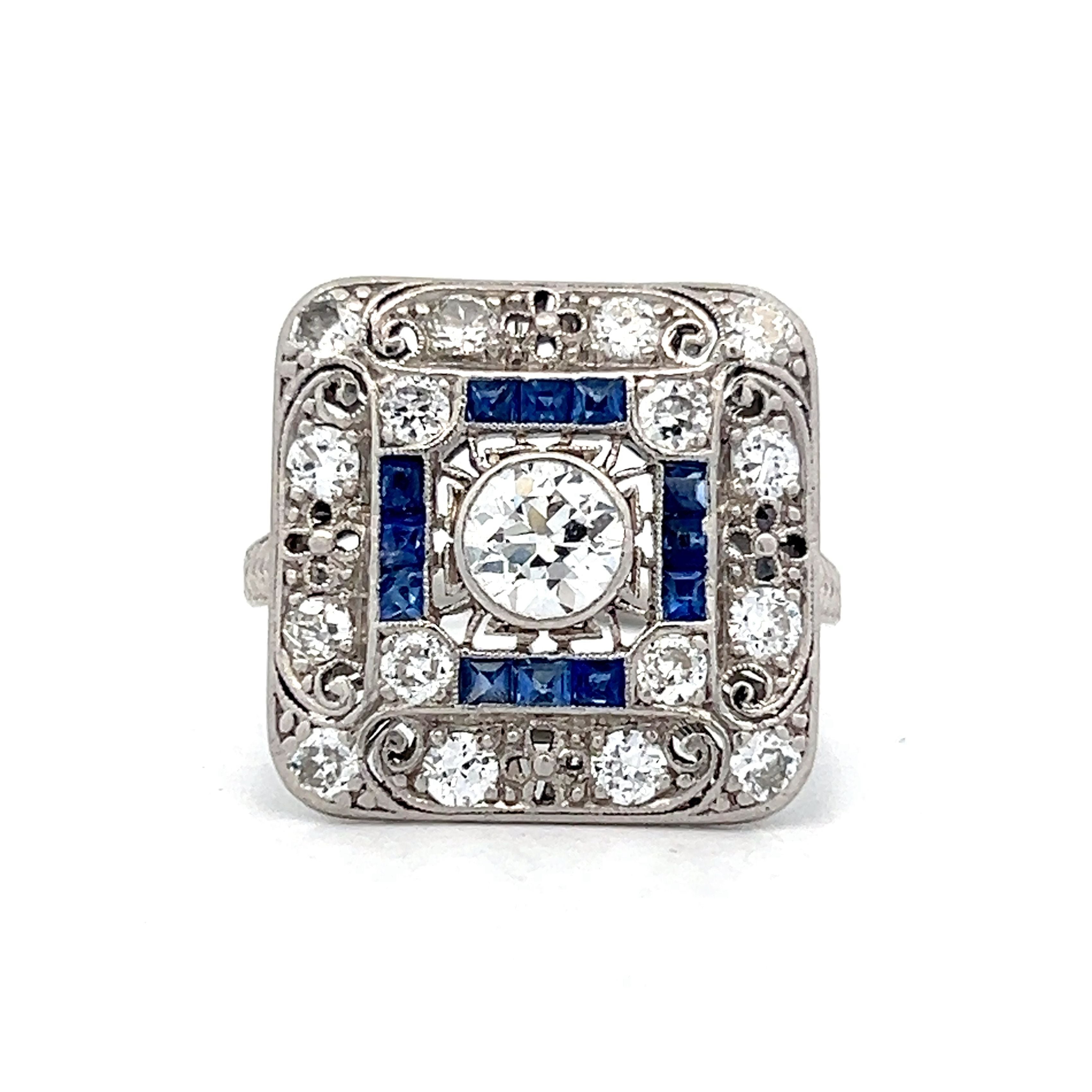 55 Vintage Art Deco Cocktail Ring in Platinum