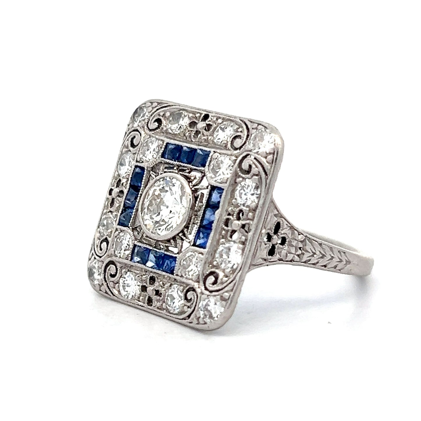 .55 Vintage Art Deco Cocktail Ring in Platinum