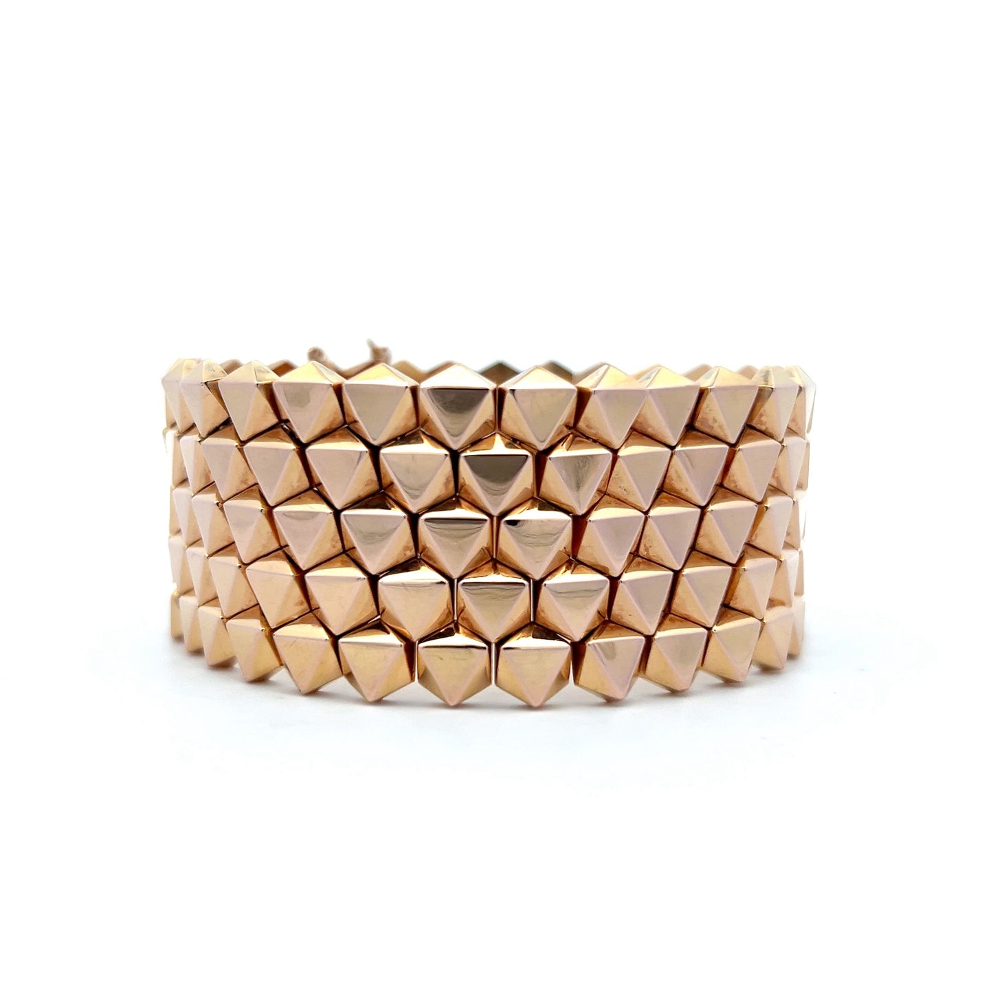 Vintage Wide Textured Studded Bracelet in 14k Rose Gold