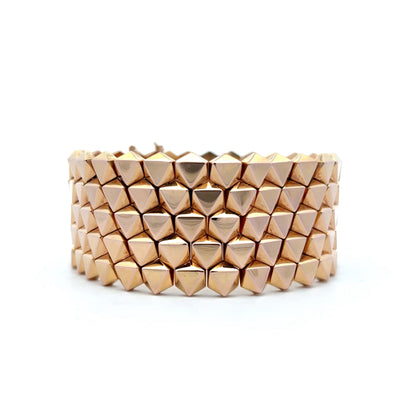 Vintage Wide Textured Studded Bracelet in 14k Rose Gold