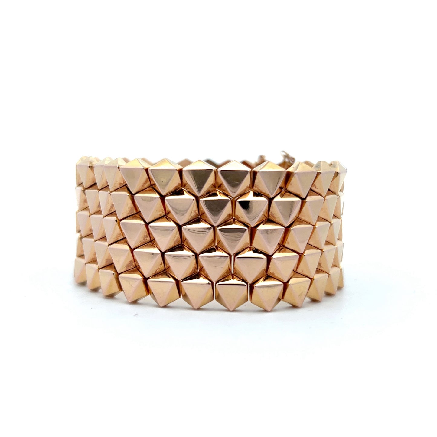 Vintage Wide Textured Studded Bracelet in 14k Rose Gold