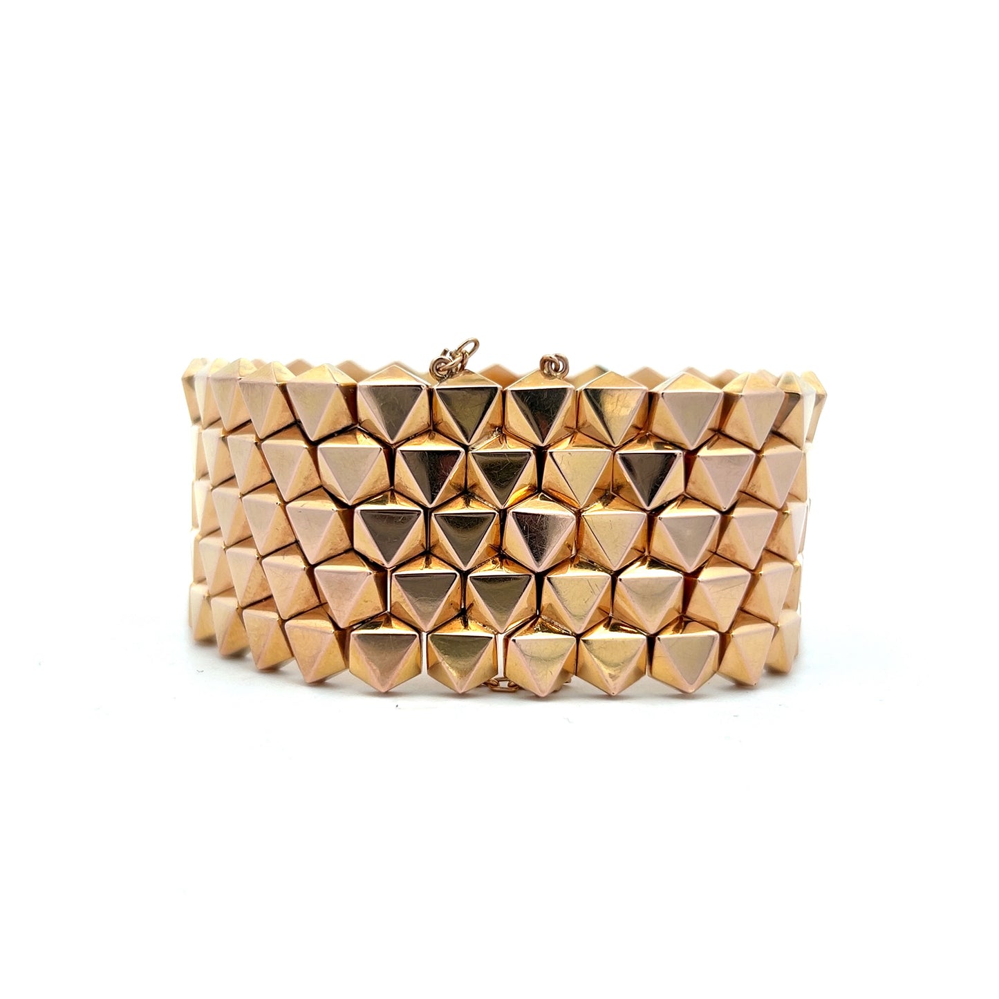 Vintage Wide Textured Studded Bracelet in 14k Rose Gold